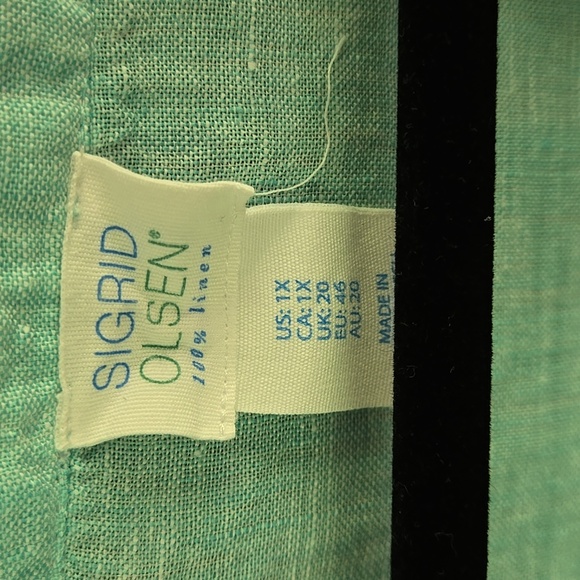 Sigrid Olsen Linen Blouse Light Green Size 1X - Picture 2 of 8